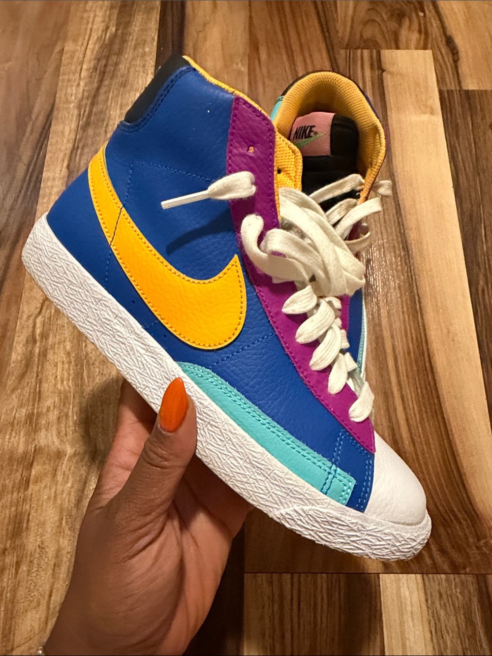Nike Multicolor High-Top Sneakers - White/Yellow/Teal/Pink/Purple
